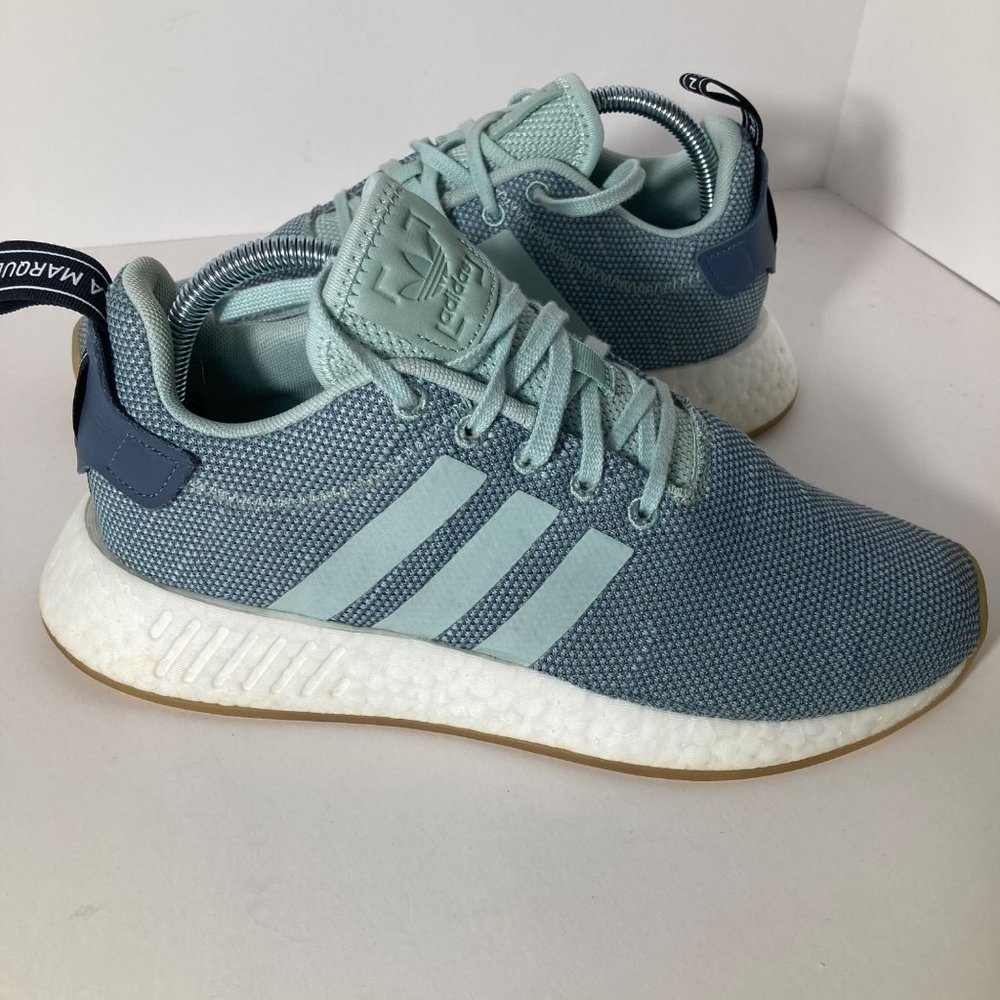Womens Nmd R2 Adidas Boost Sneakers Blue Green Gray 9 CQ2010